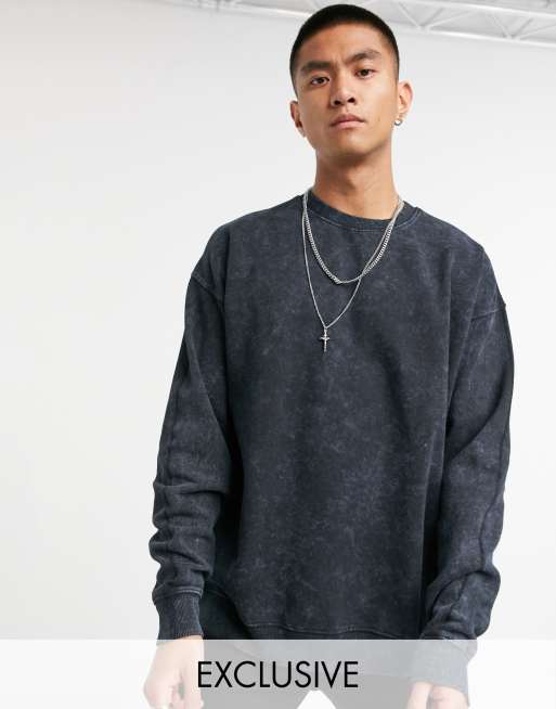 Reclaimed Vintage inspired washed sweat in black