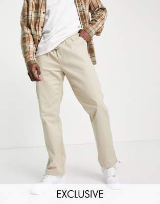 Reclaimed vintage inspired woven jogger in neutral