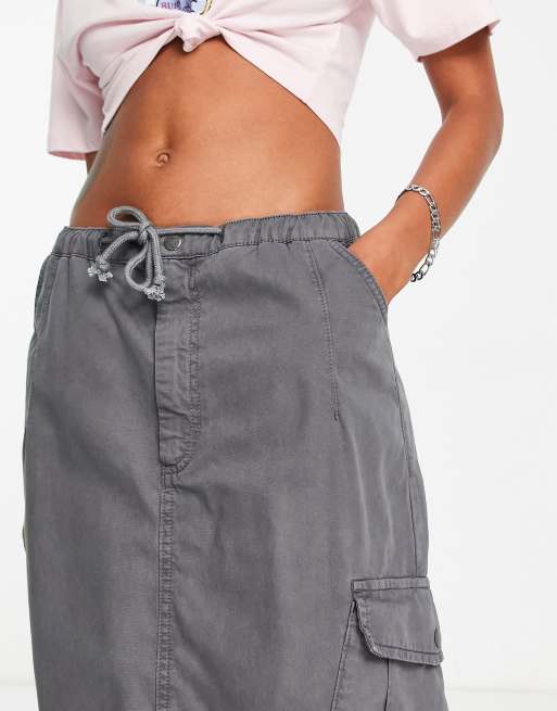 Reclaimed Vintage Inspired Y2K cargo maxi skirt in washed