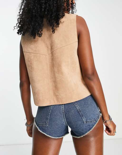 Reclaimed Vintage Inspired y2k denim hot pants in washed blue, 2 of 4