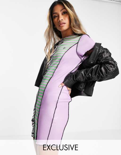 Reclaimed Vintage Inspired - y2k - Mini jurk met zebra- en streepprint