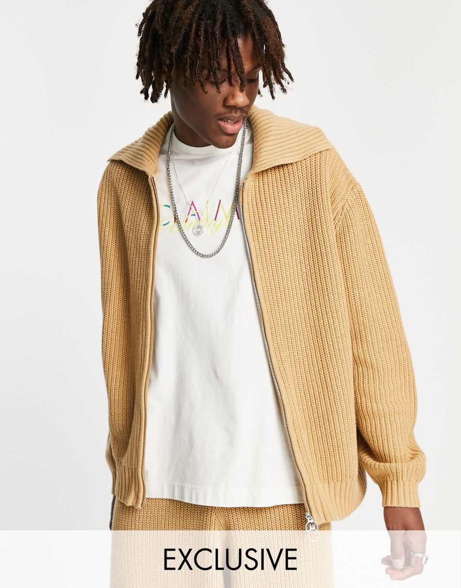 Reclaimed Vintage inspired zip front fisherman sweatshirt co-ord