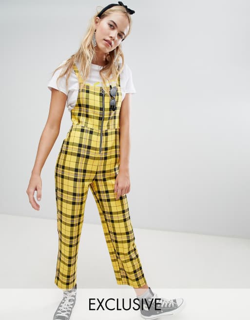 Yellow check jumpsuit sales
