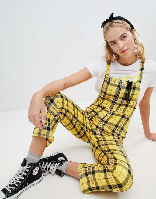 Reclaimed Vintage inspired zip through jumpsuit in yellow check ASOS