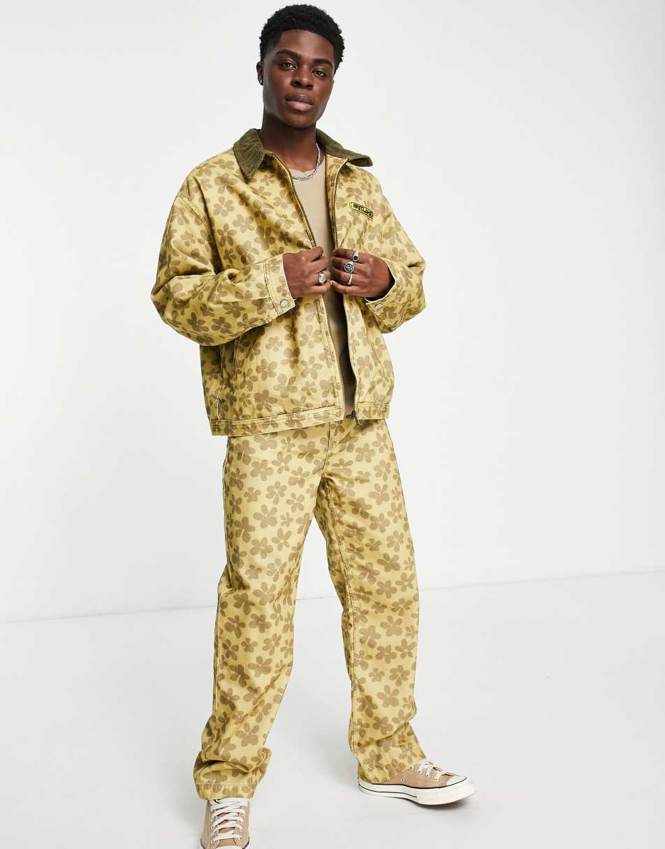 Reclaimed Vintage inspired zip up denim jacket co-ord in tonal print