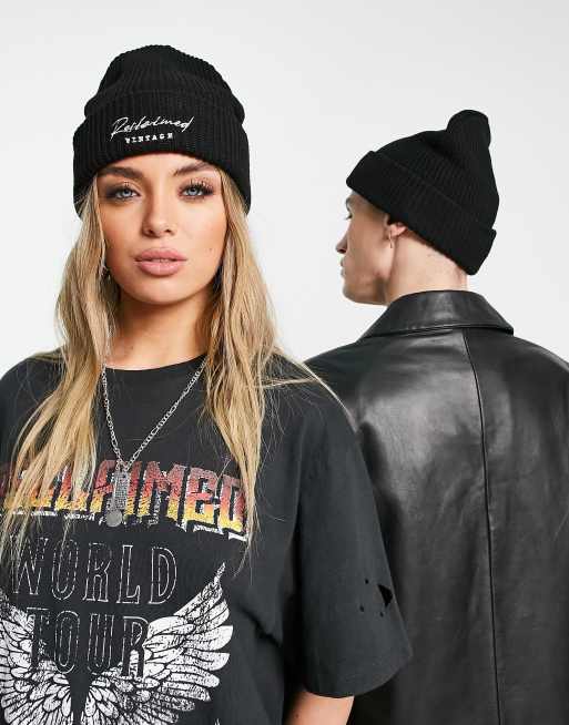 Reclaimed Vintage Inspirerad – Svart mössa unisex-modell - BLACK, 3 av 4