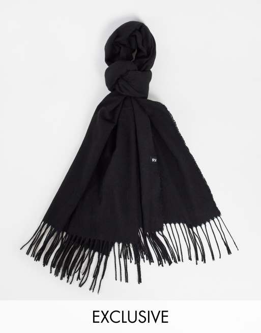 Reclaimed Vintage Inspirerad – Svart scarf i filttyg och unisex-modell - BLACK