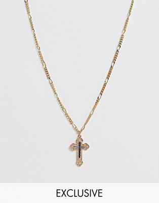 Reclaimed Vintage inspireret halskæde i bi-plade med eksklusive Cross detaljer eksklusivt fra ASOS-Guld