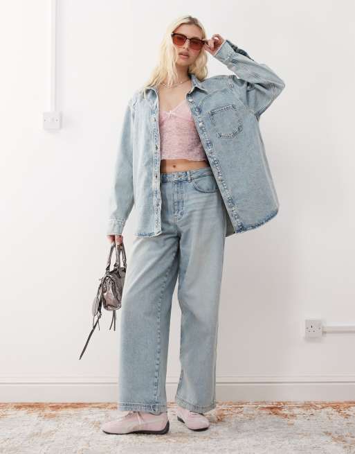 Reclaimed Vintage – Jasnoniebieskie bardzo luźne jeansy z szerokimi nogawkami, część zestawu
