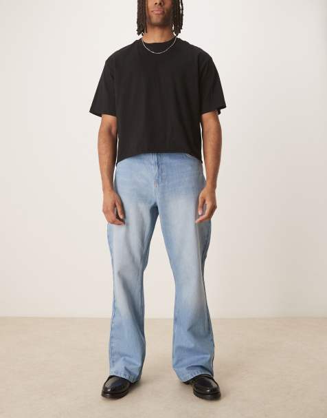 Reclaimed Vintage denim relaxed bootcut flare jean in light blue bleach wash