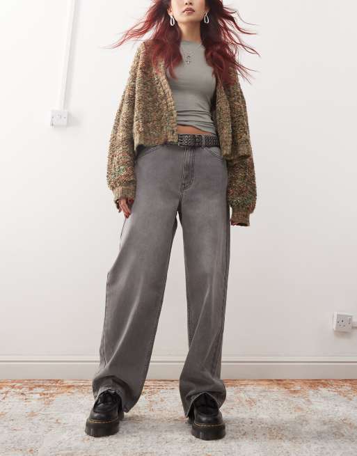 Reclaimed Vintage - Jean baggy à taille basse - Anthracite délavé 
