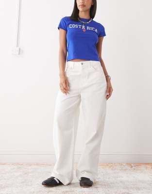 Reclaimed Vintage - Jean baggy ample taille mi-haute - Blanc