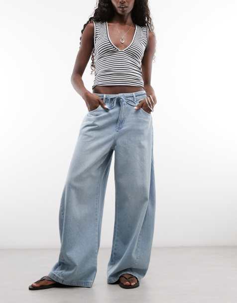 Reclaimed Vintage jean baggy large en denim avec détail à nouer délavage bleu clair - view 1