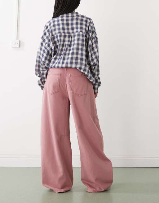 Reclaimed Vintage - Jean large bouffant - Rose framboise délavé, 3 de 5