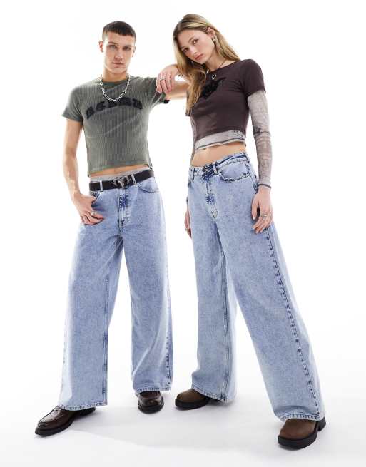 Reclaimed Vintage - Jean unisexe coupe ample style années 90 - Bleu clair