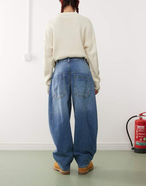 Reclaimed Vintage - Jeans a cilindro a vita medio alta lavaggio azzurro, 2 di 5