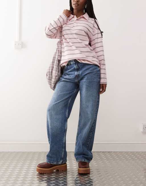 Reclaimed Vintage - Jeans ampi a vita bassa lavaggio blu medio