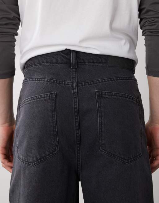 Reclaimed Vintage - Jeans dad fit ampi nero slavato, 4 di 5