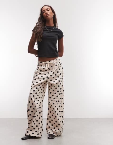 Reclaimed Vintage jeans in denim con vita da annodare a pois - view 1