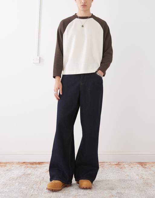 Reclaimed Vintage - Jeans larghi lavaggio risciacquato con cuciture a contrasto