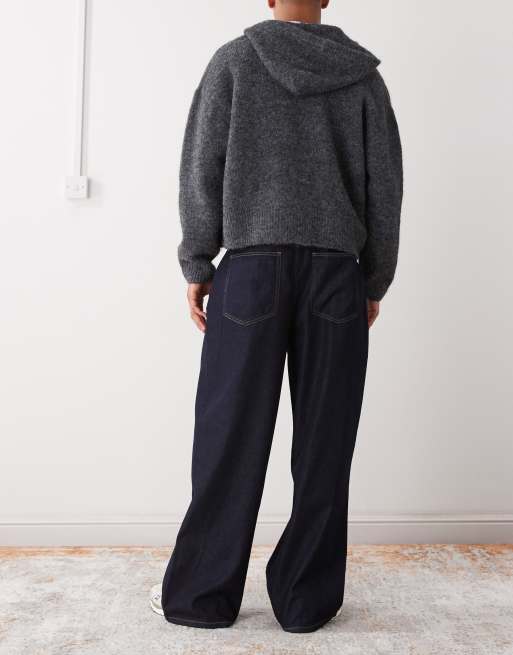 Reclaimed Vintage - Jeans taglio lungo lavaggio indaco con pinces sul davanti, 2 di 5