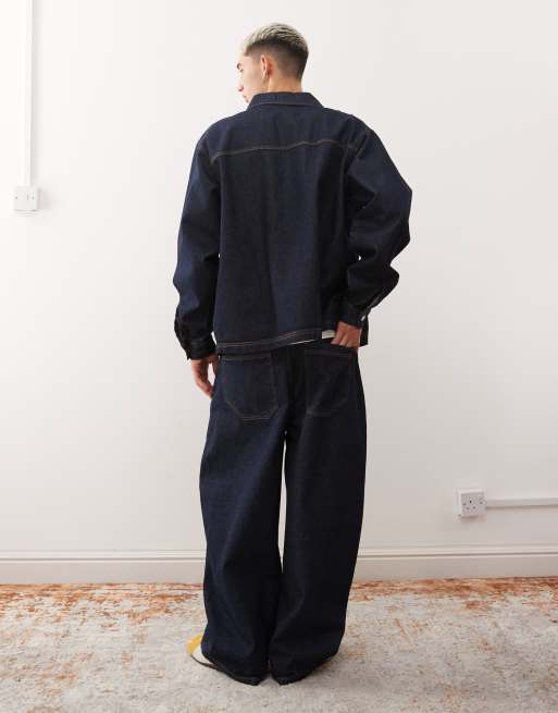 Reclaimed Vintage western baggy jean co-ord in indigo