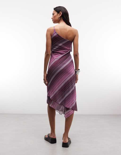 Reclaimed Vintage – Jersey-Kleid mit diagonalem Streifenmuster und One-Shoulder-Träger, 4 von 4