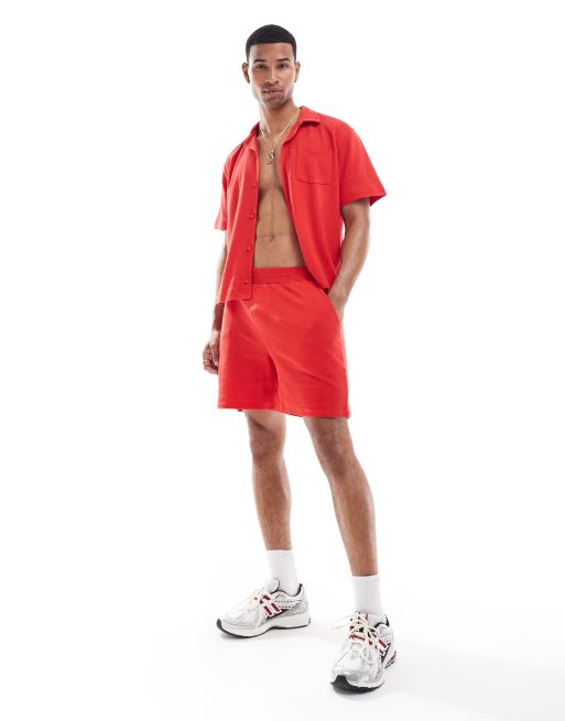 Reclaimed Vintage jersey shorts in red (part of a set)