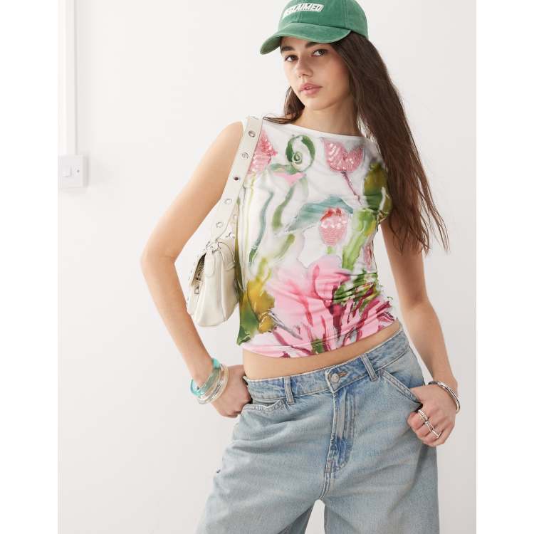 Reclaimed Vintage jersey tank with tulip flower print and