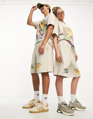 Reclaimed Vintage unisex blurred vision jogger short co-ord in stone - ASOS Price Checker