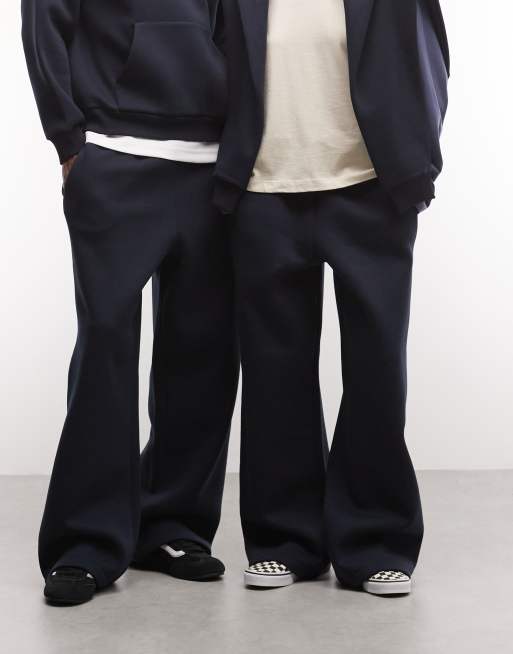 Reclaimed Vintage jogger unisex pesante a gamba larga co-ord blu navy, 2 di 5