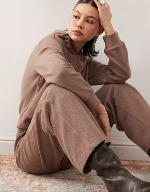 Reclaimed Vintage - Joggers a fondo ampio super comodi marroni in coordinato, 3 di 5