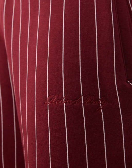Reclaimed Vintage - Joggers ampi bordeaux gessati, 4 di 5
