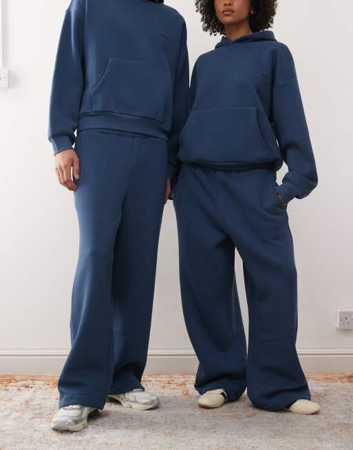 Reclaimed Vintage - Joggers ampi pesanti unisex blu navy in coordinato, 3 di 4