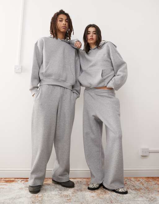 Reclaimed Vintage - Joggers ampi pesanti unisex grigio mélange in coordinato