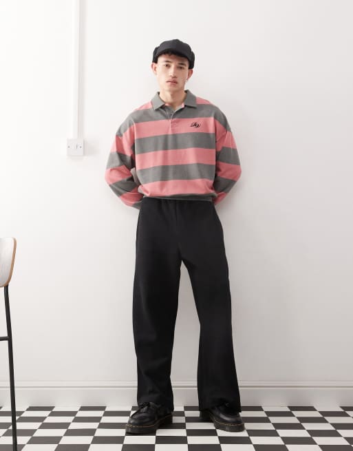 Reclaimed Vintage - Joggers larghi a fondo ampio neri a coste