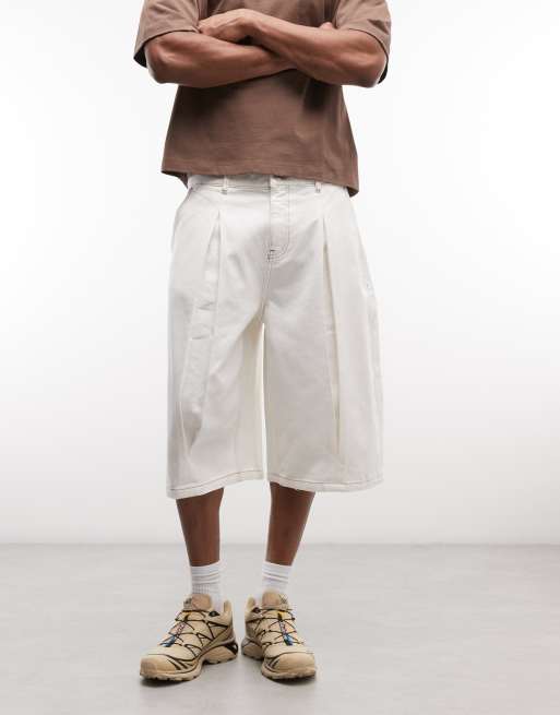 Reclaimed Vintage - Jorts oversize a palloncino in denim bianco ottico