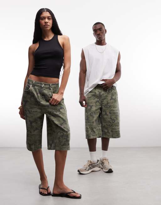 Reclaimed Vintage - Jorts unisex con stampa mimetica