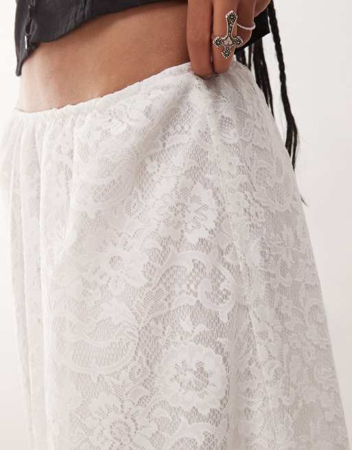 Reclaimed Vintage - Jupe longue en dentelle avec doublure - Ivoire, 5 de 5
