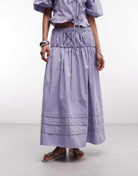 Reclaimed Vintage - Jupe mi-longue d'ensemble style western à nervures - Lilas - view 1