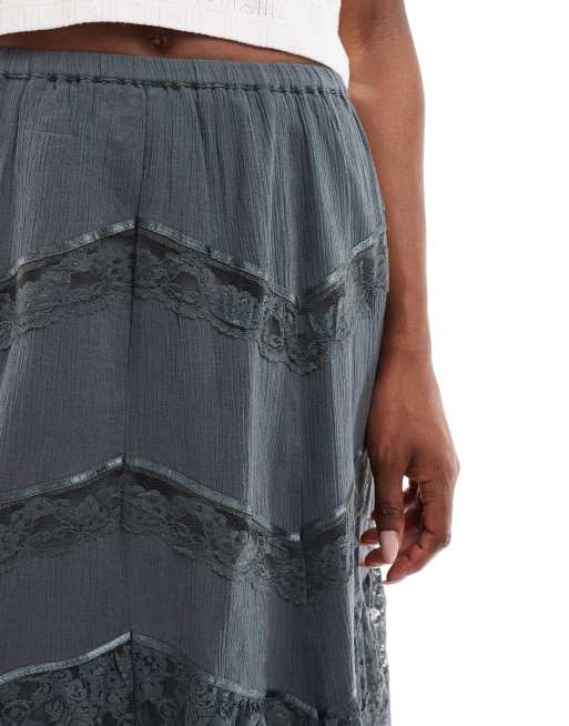 Reclaimed Vintage - Jupe style western avec empiècements en dentelle, 5 de 5
