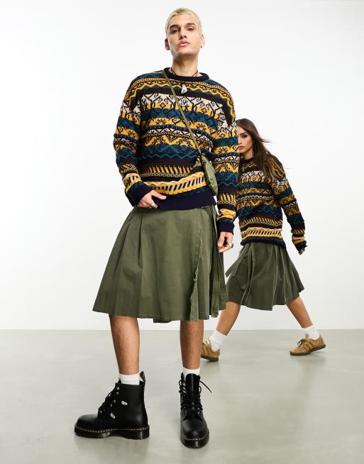 Reclaimed Vintage – Kakifärgad midikjol i unisex-modell , 2 av 4