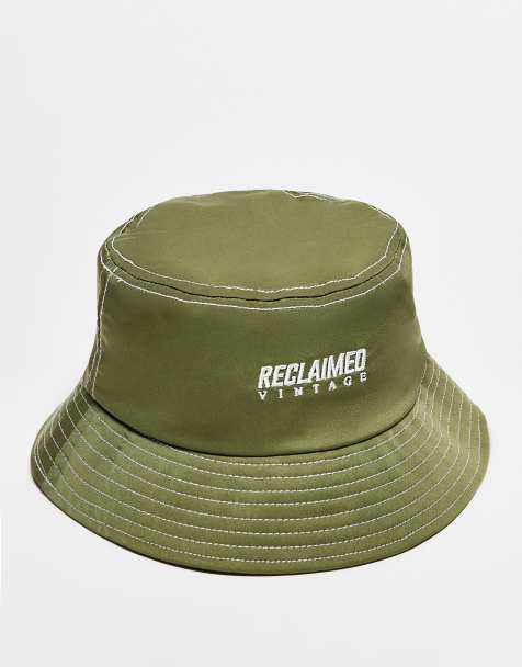 Reclaimed Vintage - Kakigrøn unisex-bøllehat med logo i nylon - view 1