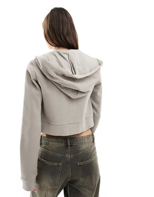 Reclaimed Vintage – Kapuzenpullover in Grau mit knappem Schnitt , 3 von 4