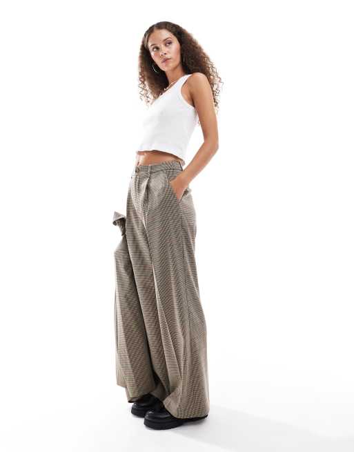 Reclaimed Vintage – Karierte, elegante Hose mit weitem Schnitt
