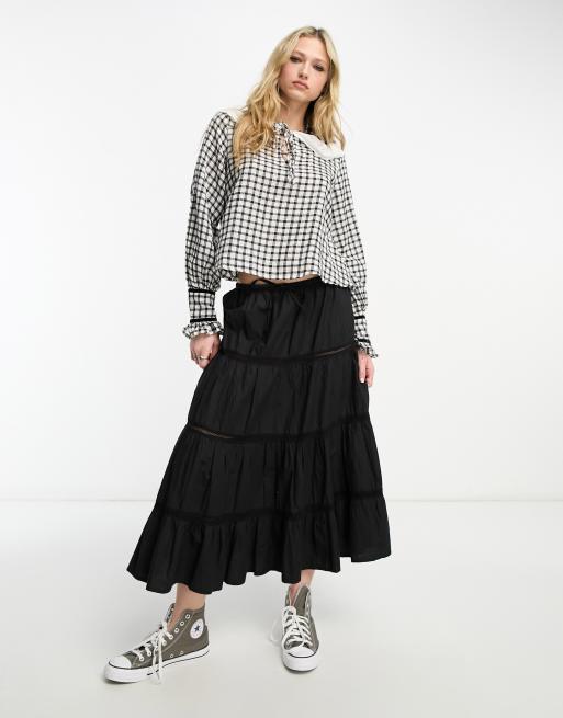 Reclaimed Vintage – Karierte Hemdbluse in Schwarz und Weiß mit übergroßem Kragen, 4 von 4