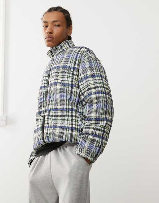 Reclaimed Vintage Puffer Jacke Kariert Winter Jacket Karierte Steppjacke  Herren Kaufe AIOPESON Herren