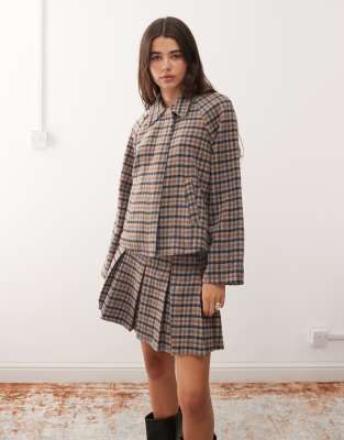 Reclaimed Vintage - Kastige Harrington-Jacke mit Karomuster, Kombiteil-Bunt