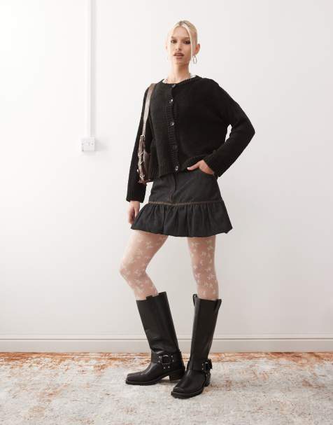 Reclaimed Vintage – Kastige Strickjacke in Schwarz - view 1