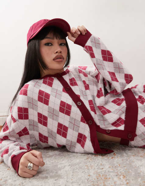 Reclaimed Vintage – Kastige Strickjacke mit Argyle-Muster, Kombiteil - view 1